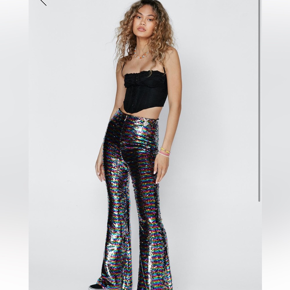 NWT Mermaid Sequined Flare Pants